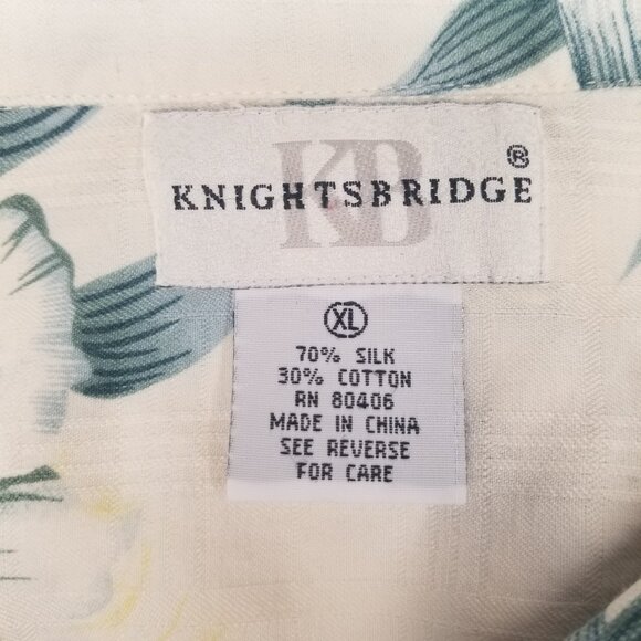Knightsbridge Men XL Silk Blend Short Sleeve Button Up Hawaiian Ivory Shirt - Picture 2 of 15